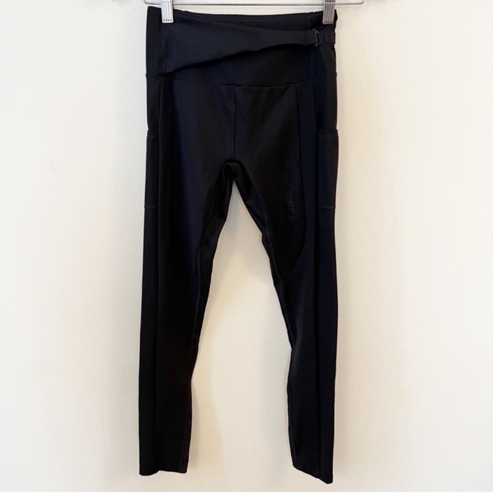 Gymshark Black Adjustable Waist Clasp Athletic Compression Leggings Size XS